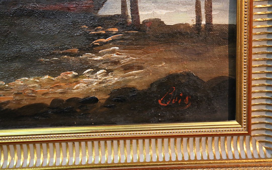 Huile sur toile, Marine, XIXème siècle (74x61 cm )-photo-3