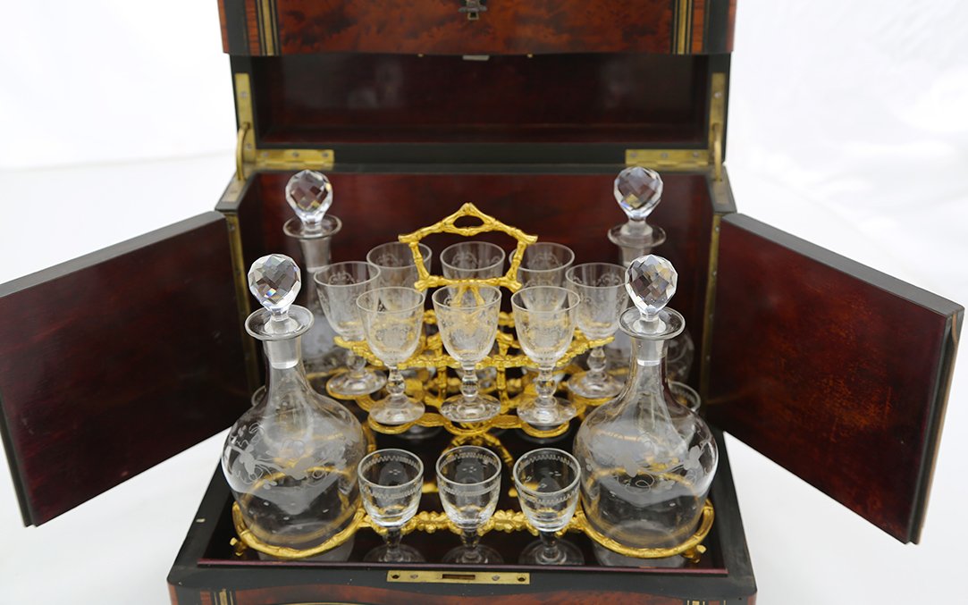 Charles X Liqueur Cellar, Crystal And Marquetry-photo-2
