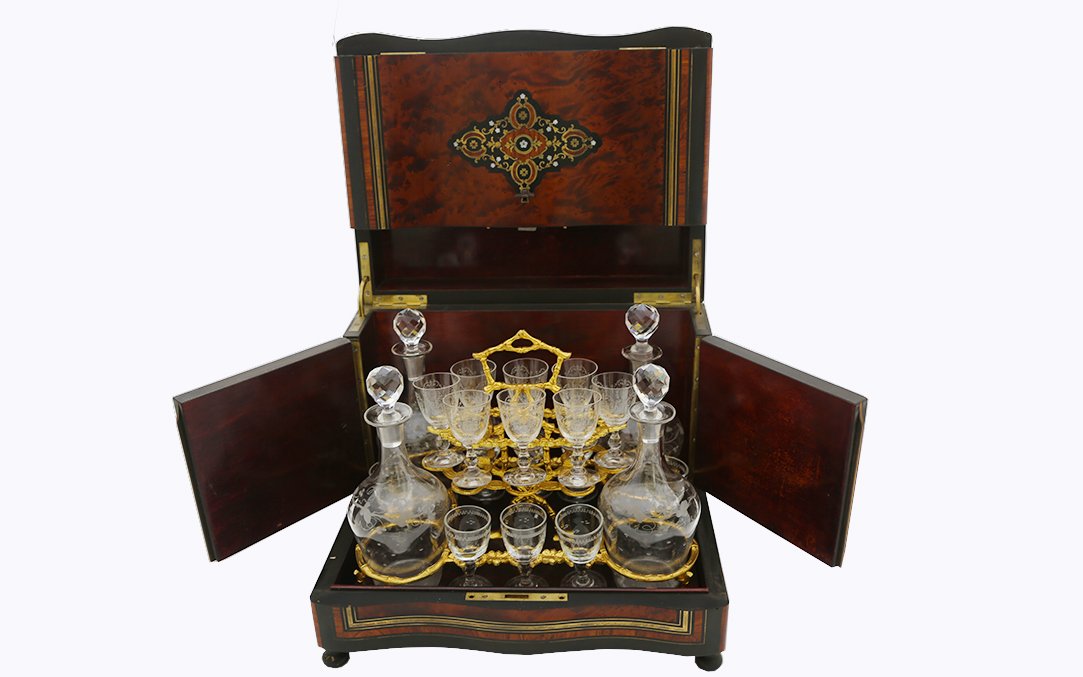 Charles X Liqueur Cellar, Crystal And Marquetry-photo-3