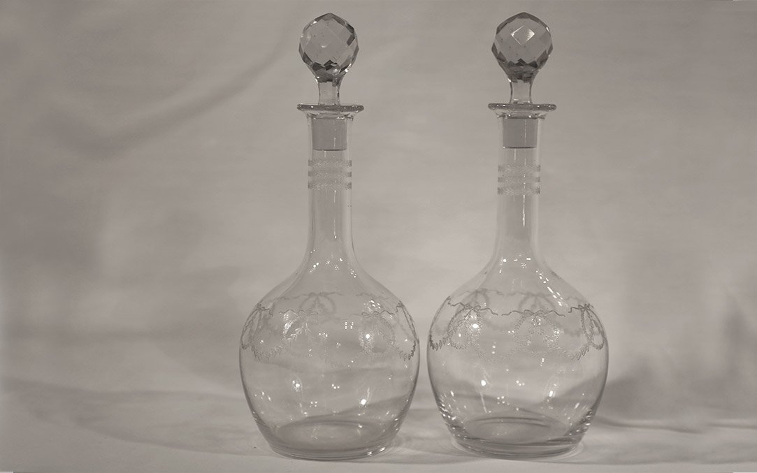 Paire De Carafes En Cristal, Fin Du XIXème Siècle -photo-3