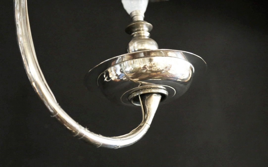 Large Dutch Chandelier, 18th Century, Silver-plated Bronze-photo-1