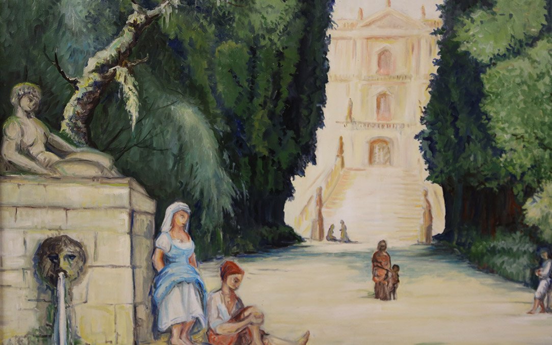 Oil On Canvas, Ancient Landscape, 20th Century (150 X 135 Cm)-photo-4