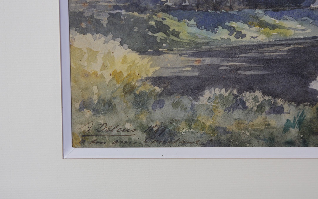 Paysage aquarelle, XIXème, L.H. Delcus (56 x 42 cm)-photo-4
