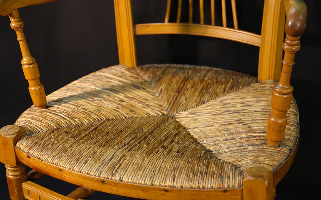 19th Century Straw Armchair -photo-4