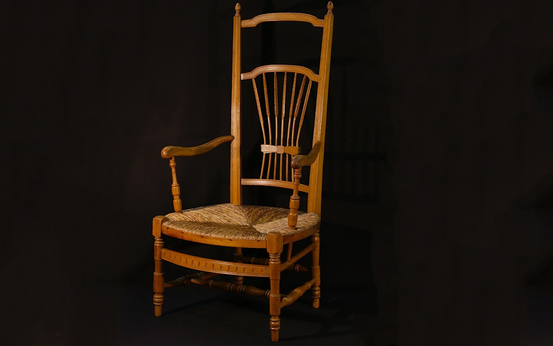 19th Century Straw Armchair -photo-1