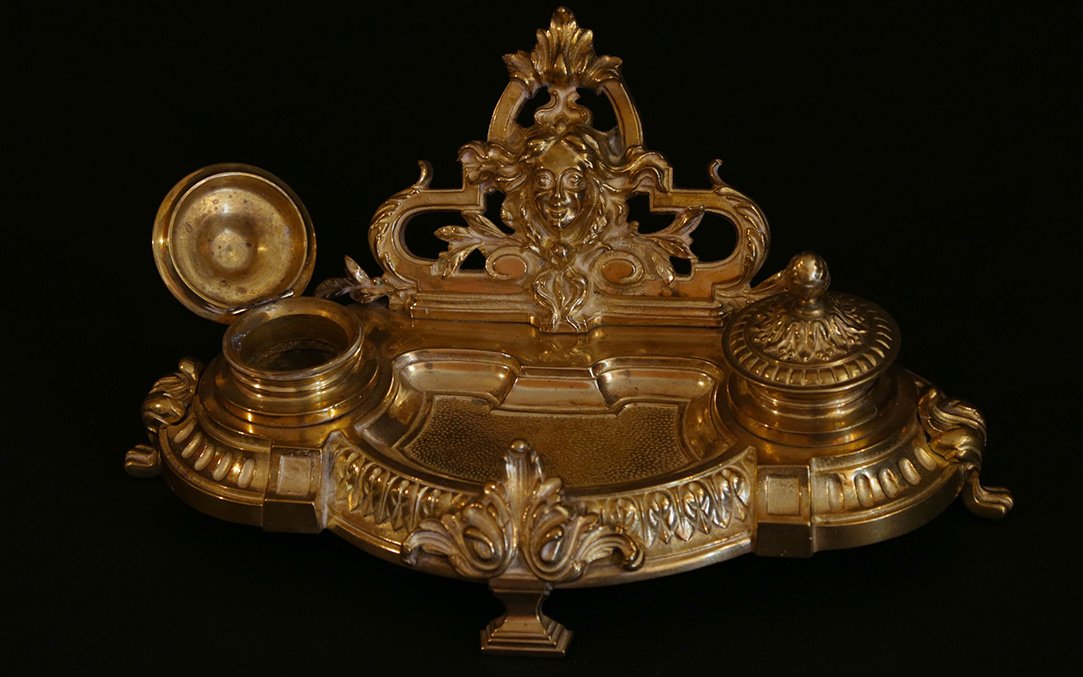 Nécessaire De Bureau En Bronze, XIXème Siècle-photo-4