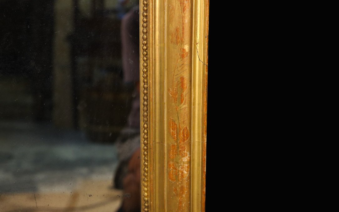 Miroir louis Philippe en bois doré à l'or (139x84 cm) -photo-2