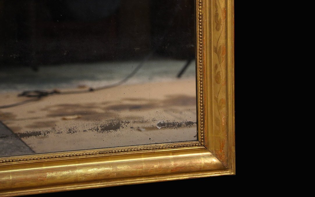 Miroir louis Philippe en bois doré à l'or (139x84 cm) -photo-3