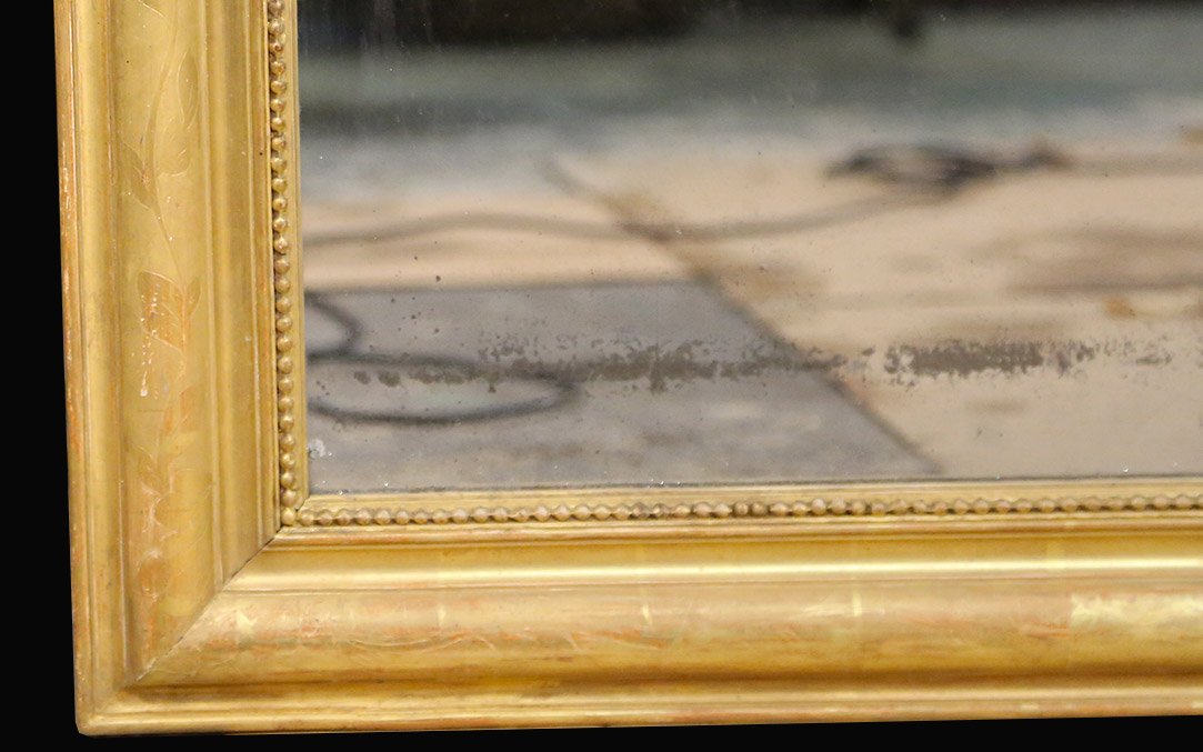 Miroir louis Philippe en bois doré à l'or (139x84 cm) -photo-4