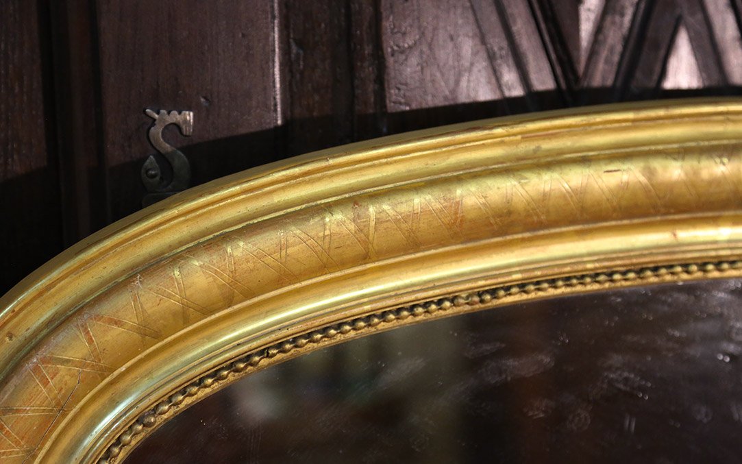 Miroir louis Philippe en bois doré à l'or (139x84 cm) -photo-2