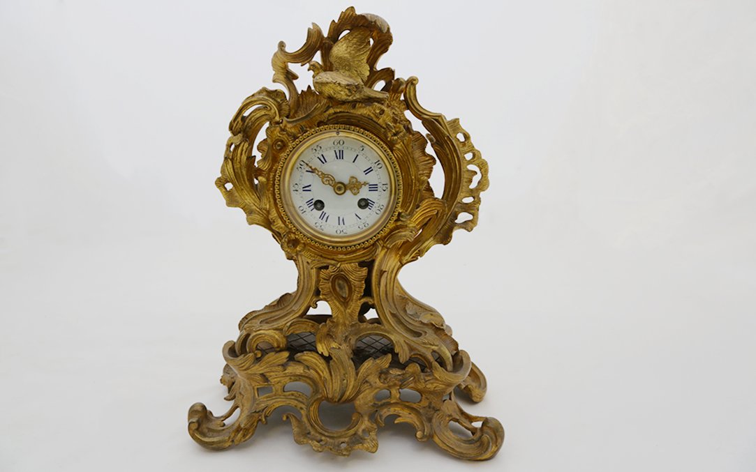 Fireplace Ornament, Clocks, Gilt Bronze, 19th Century-photo-2