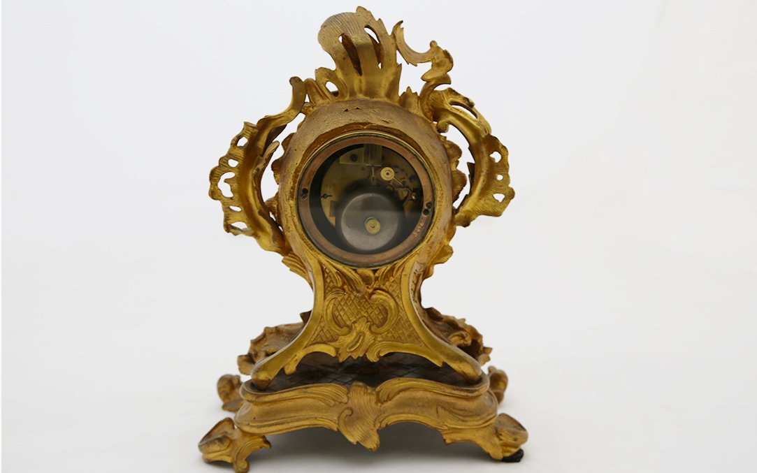 Fireplace Ornament, Clocks, Gilt Bronze, 19th Century-photo-4