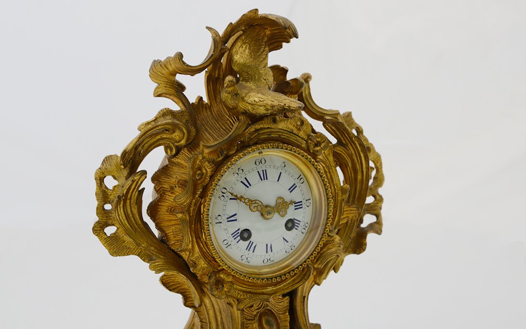 Fireplace Ornament, Clocks, Gilt Bronze, 19th Century-photo-5
