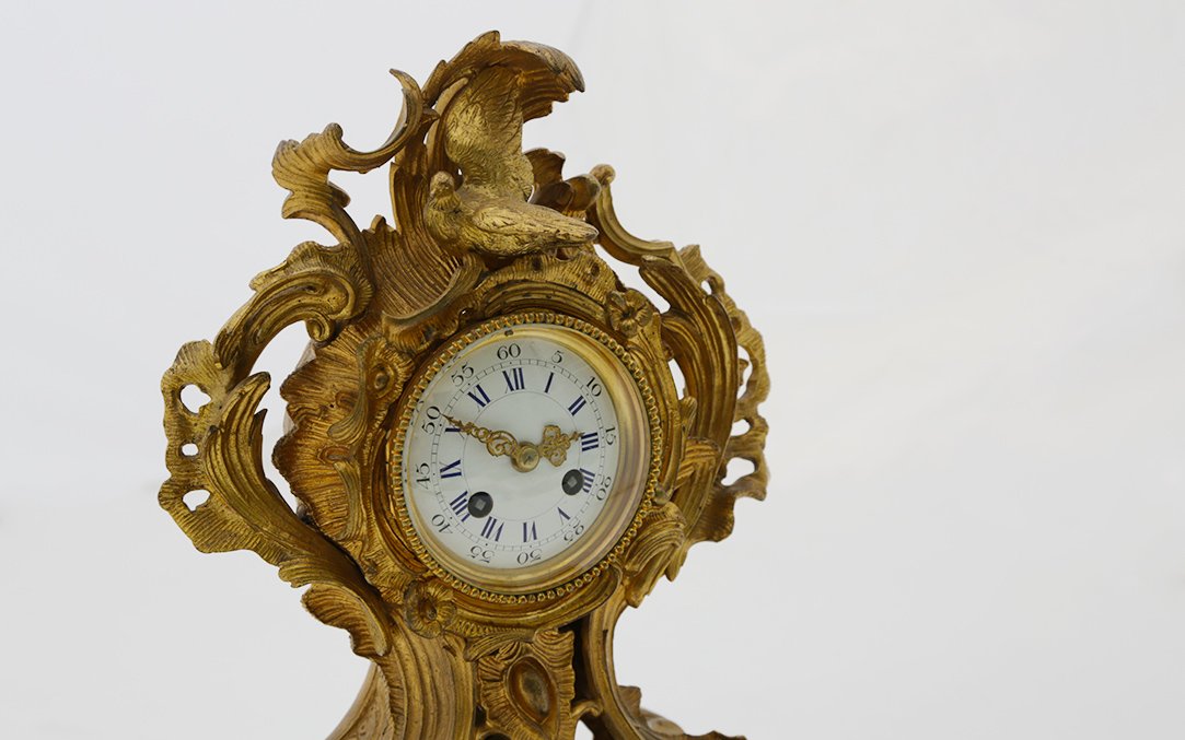 Fireplace Ornament, Clocks, Gilt Bronze, 19th Century-photo-7