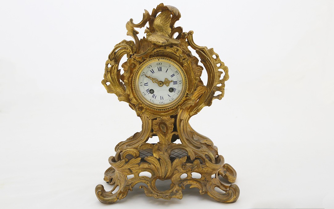 Fireplace Ornament, Clocks, Gilt Bronze, 19th Century
