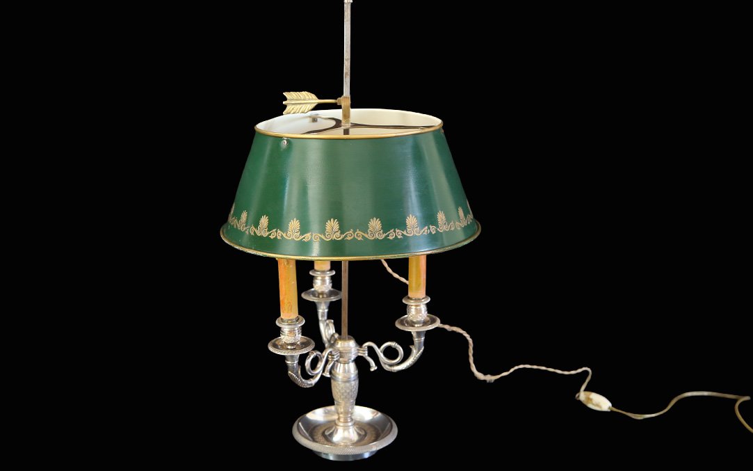 Lampe bouillotte, bronze argenté, XIXème -photo-2