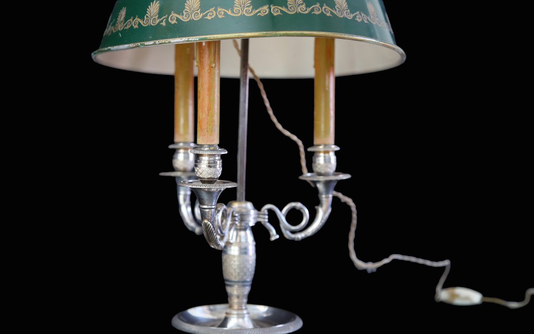 Lampe bouillotte, bronze argenté, XIXème -photo-3