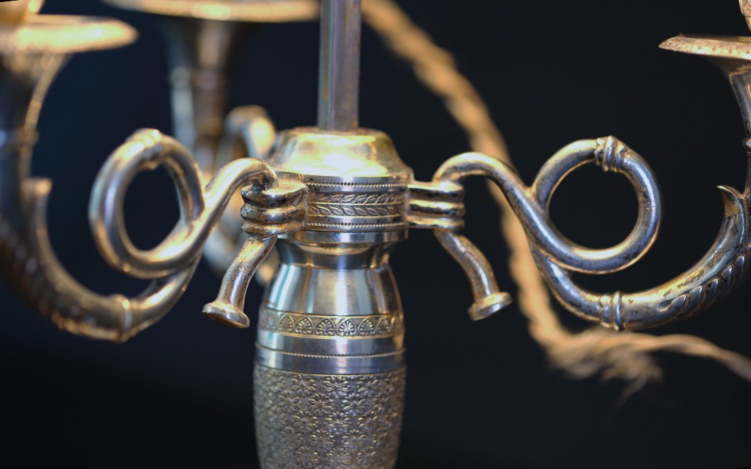 Lampe bouillotte, bronze argenté, XIXème -photo-2