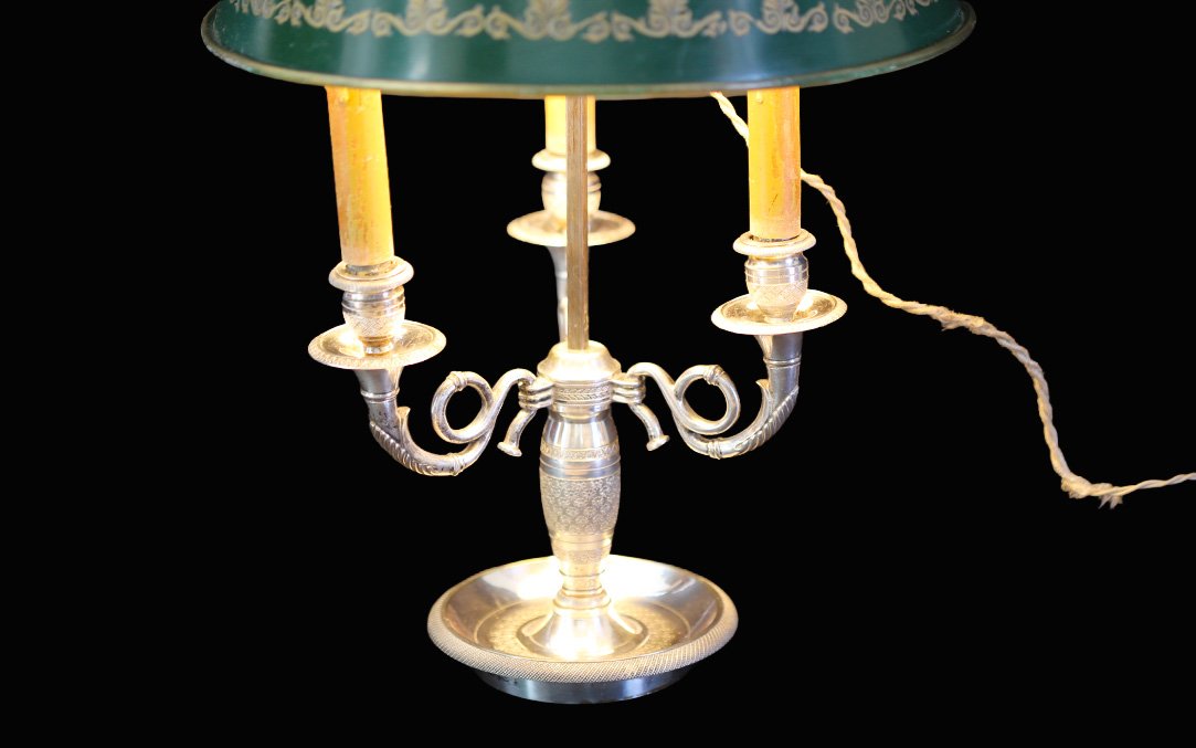 Lampe bouillotte, bronze argenté, XIXème -photo-6