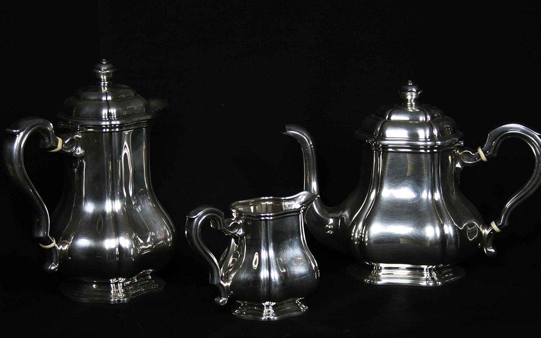 Service à Café Et Thé En Argent Massif, Poinçon Minerve, 1756 Grammes-photo-2