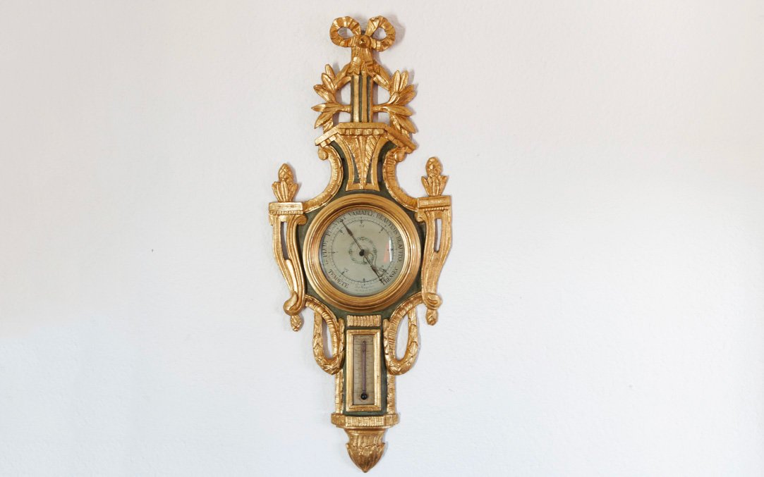 Gilded Wood Barometer, 18th Century -photo-3