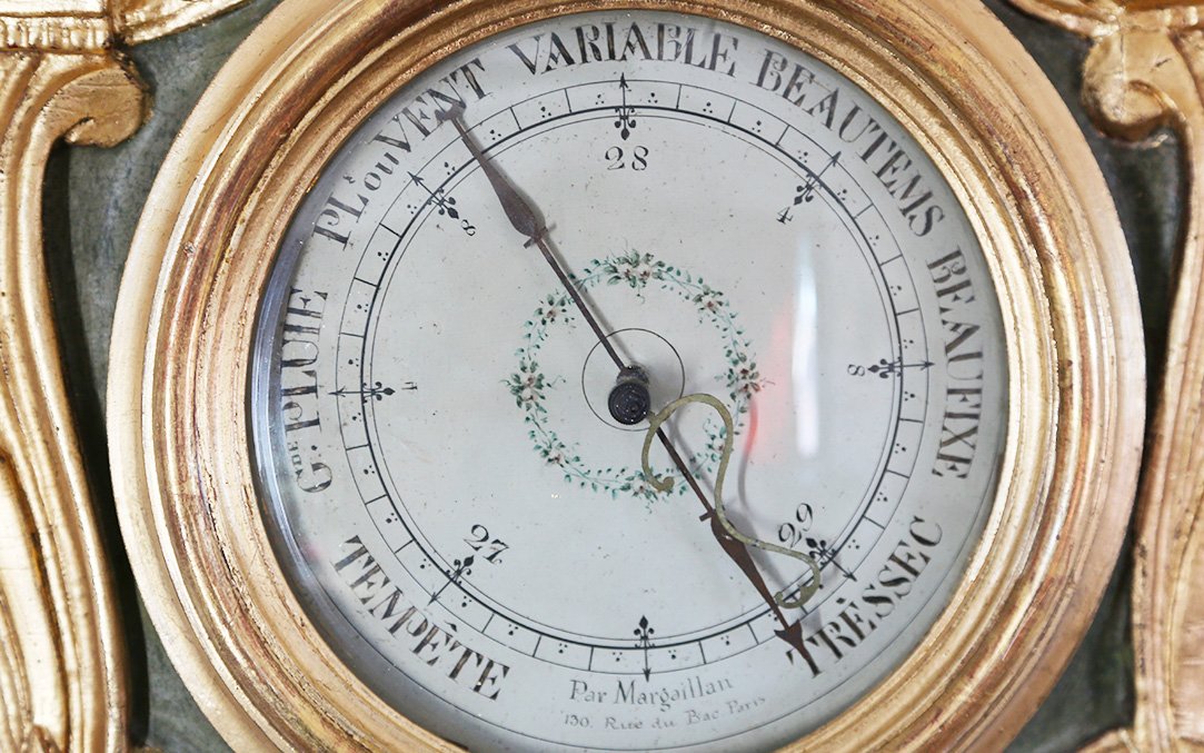 Gilded Wood Barometer, 18th Century -photo-4