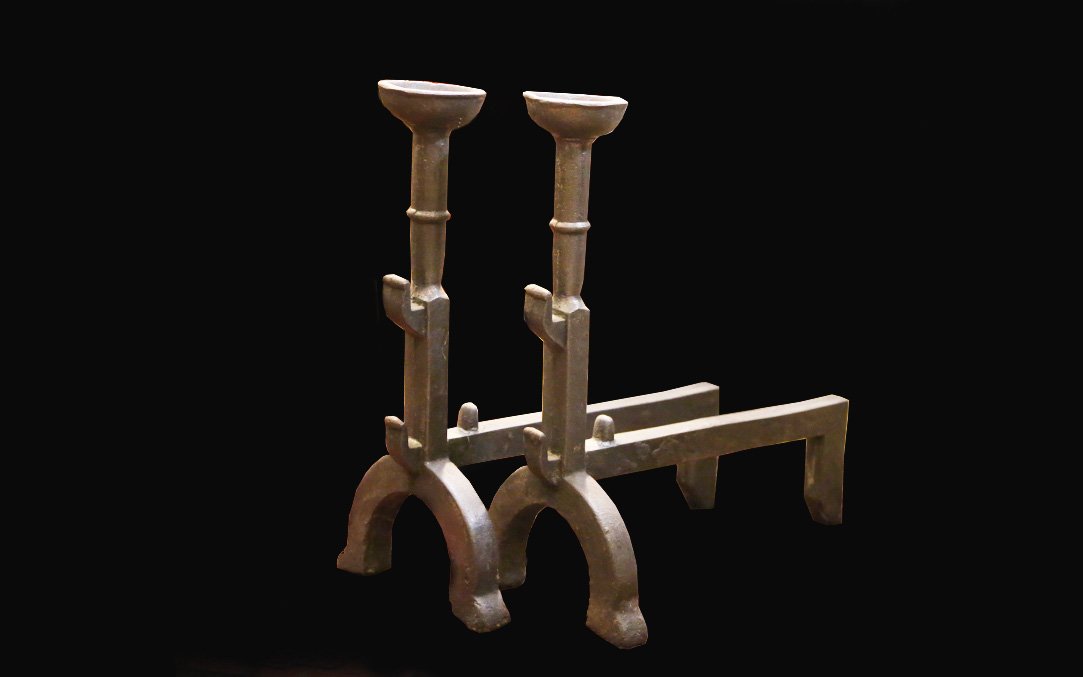 Paire de chenets fonte, XIXème (hauteur: 46 cm) -photo-3