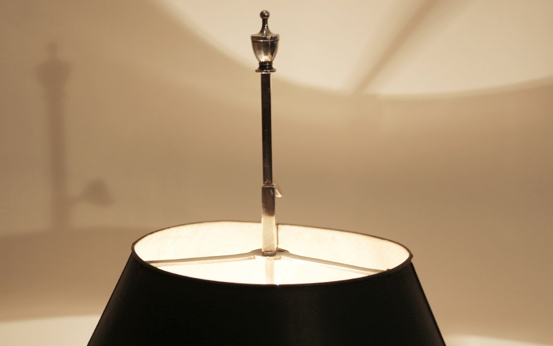 Bouillotte Lamp, Silvered Bronze, 19th Century, Electrified-photo-3