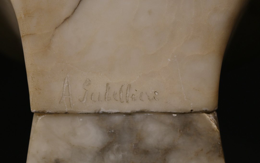 Bust Of A Woman, Carrara Marble, 19th Century, Signed -photo-8