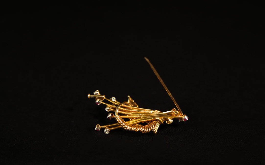 Broche en or, diamants et rubis-photo-3