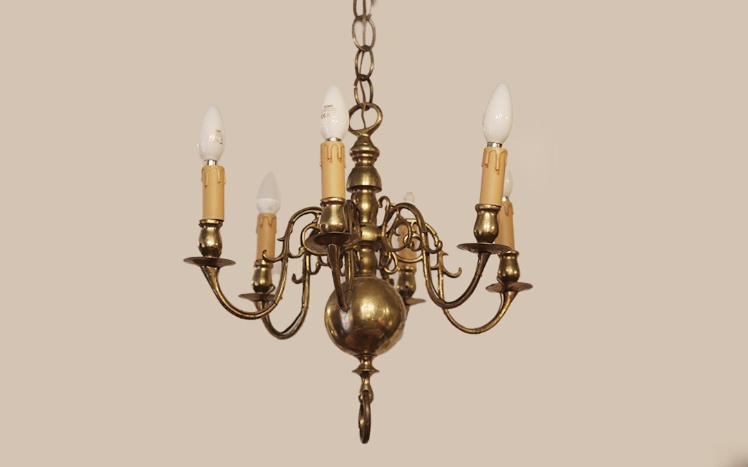 Petit lustre hollandais, bronze, XVIIIeme -photo-1