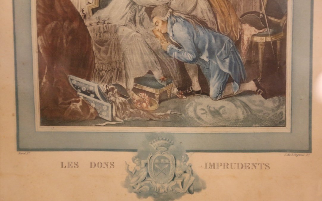 Gravure coloré encadrée, XIXème siècle -photo-2