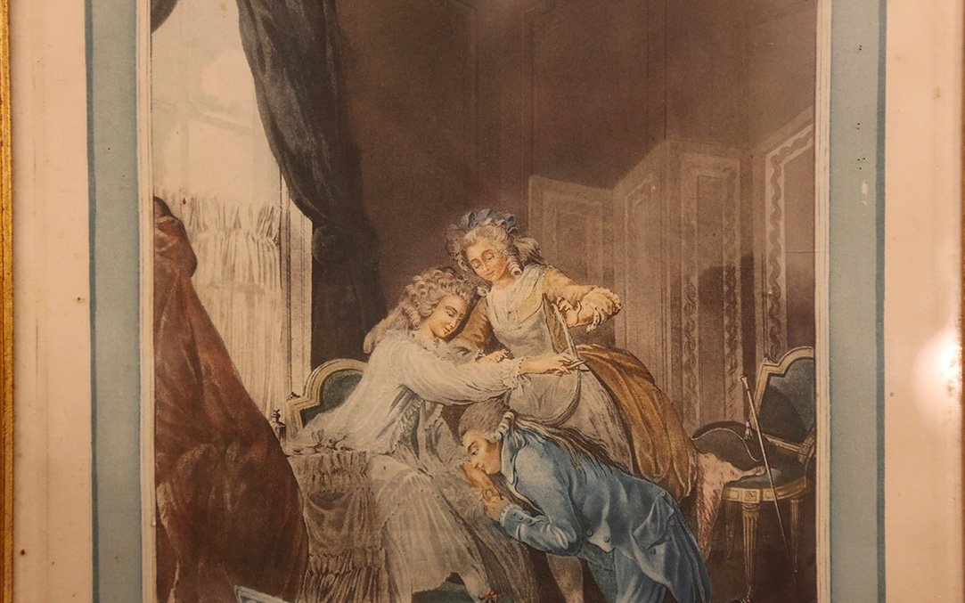 Gravure coloré encadrée, XIXème siècle -photo-3