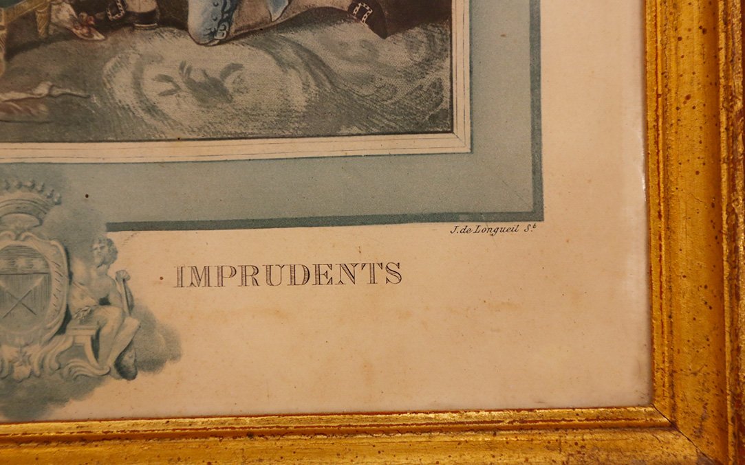 Gravure coloré encadrée, XIXème siècle -photo-4