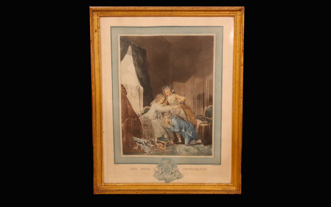 Gravure coloré encadrée, XIXème siècle 