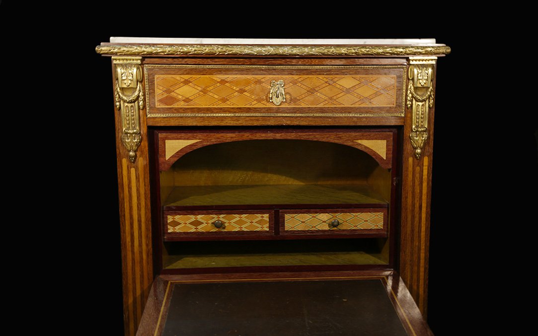Marquetry Secretary, 19th Century-photo-2