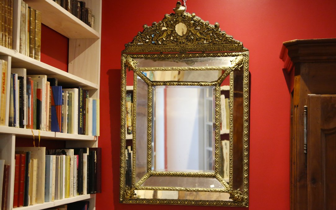 Large Louis XIV Style Mirror With Parecloses (109 X 70 Cm) -photo-3