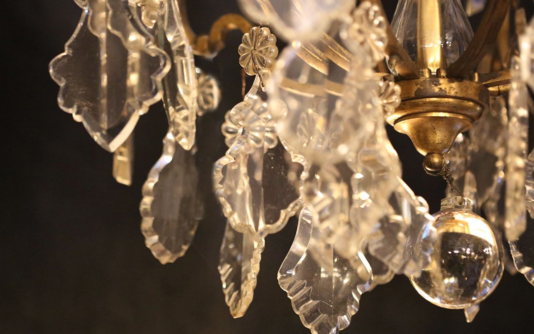 Lustre XVIIIème, Pampilles, Cristal Et Bronze -photo-5