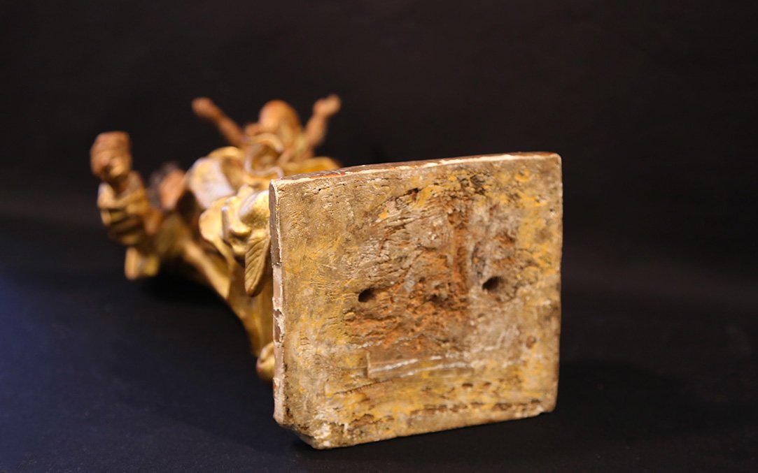 Virgin And Child, Gilded Wood 18th Century-photo-8