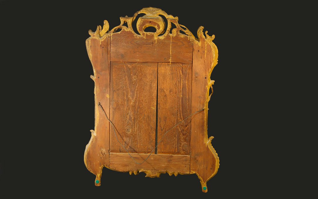 18th-century Mirror, Gilded Wood (ht: 105 Cm)-photo-2