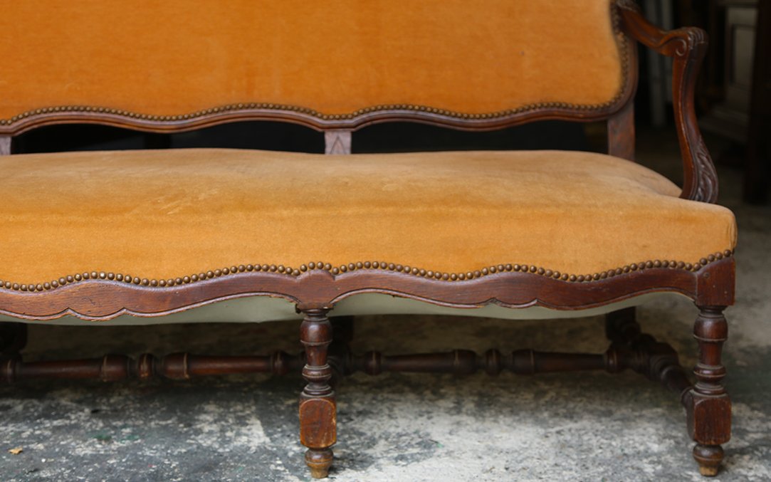 Banquette Louis XIII, Chêne, XVIIème Siècle-photo-1