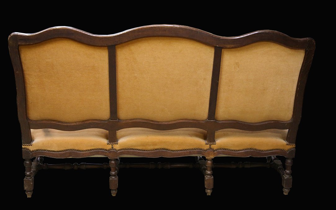 Banquette Louis XIII, Chêne, XVIIème Siècle-photo-2