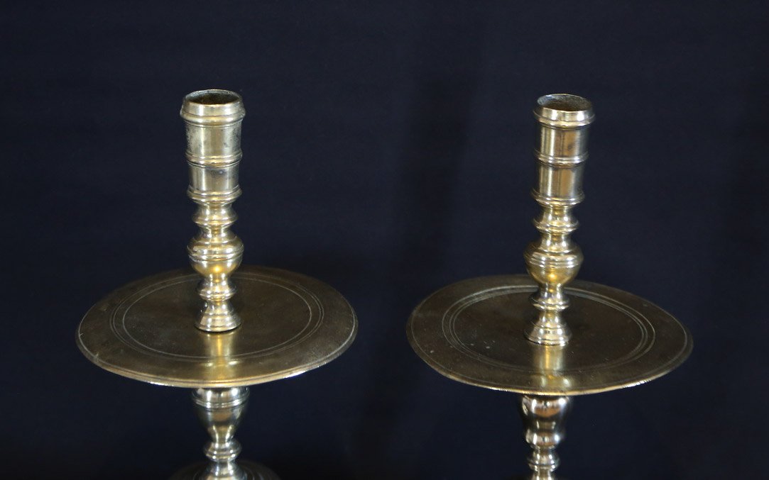 Pair De Bougeoirs XVIIe Siècle, Bronze-photo-2