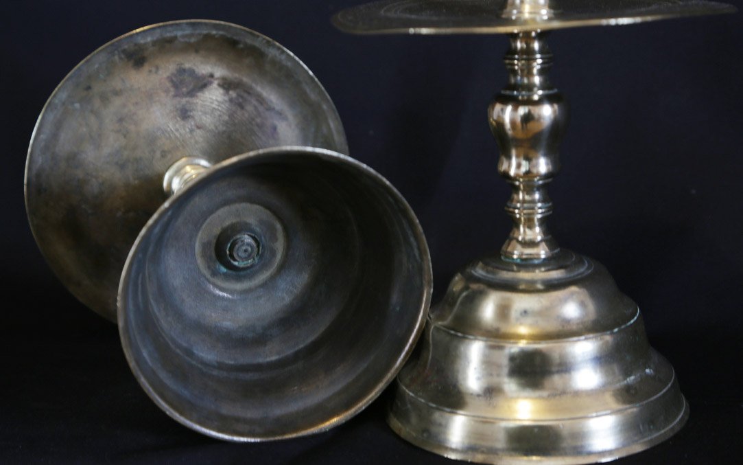 Pair De Bougeoirs XVIIe Siècle, Bronze-photo-6