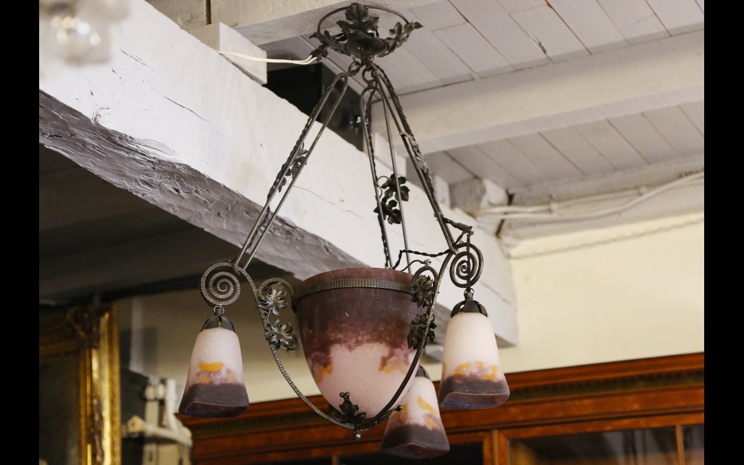 1900s Pâte De Verre Chandelier-photo-2