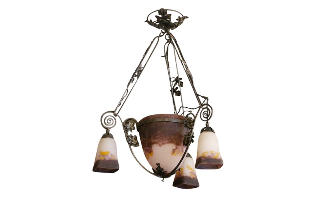 1900s Pâte De Verre Chandelier