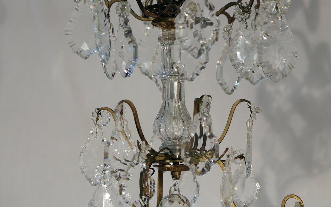 Cristal And Bronze Chandelier, 19th Century (96 Cm High)-photo-2