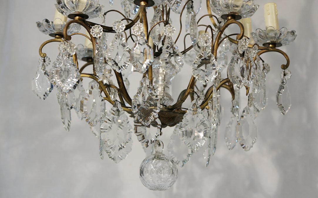 Cristal And Bronze Chandelier, 19th Century (96 Cm High)-photo-4