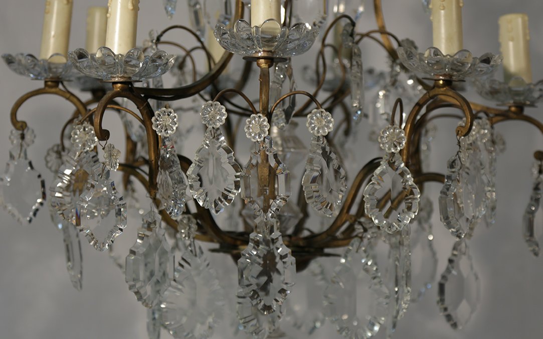 Cristal And Bronze Chandelier, 19th Century (96 Cm High)-photo-1