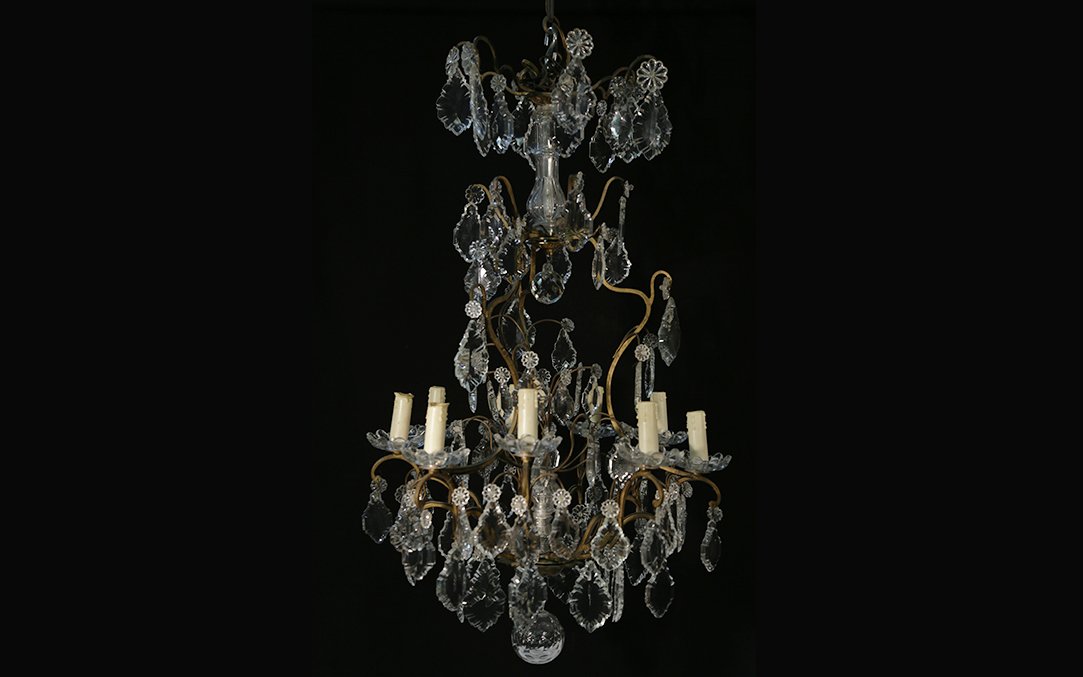 Cristal And Bronze Chandelier, 19th Century (96 Cm High)-photo-2